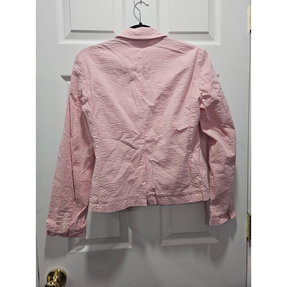 J.Crew Pink White Seersucker Blazer Jacket Sample Size 4 Cotton Preppy Career - Picture 5 of 7